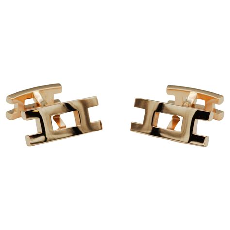 hermes gold cufflinks 18k